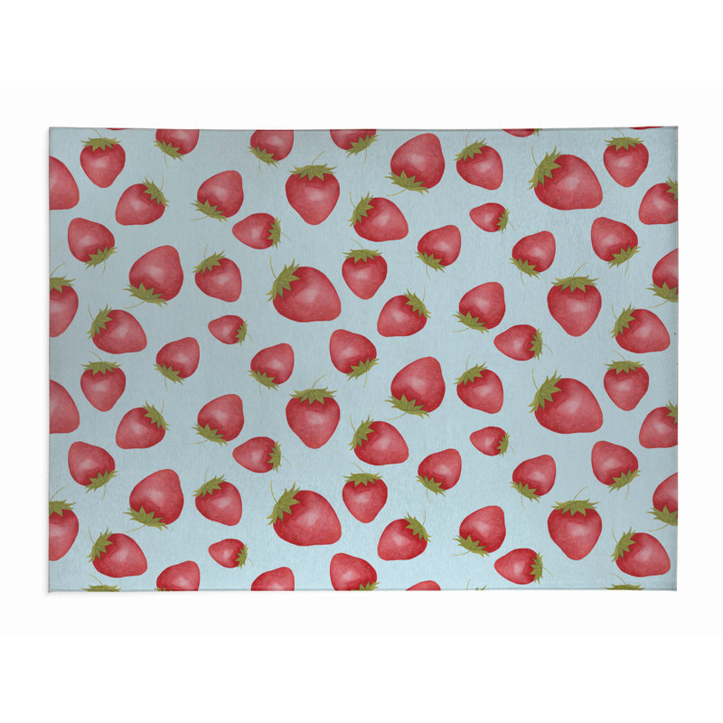 Summer Strawberries Outdoor Rug, Rectangle 4' x 6'