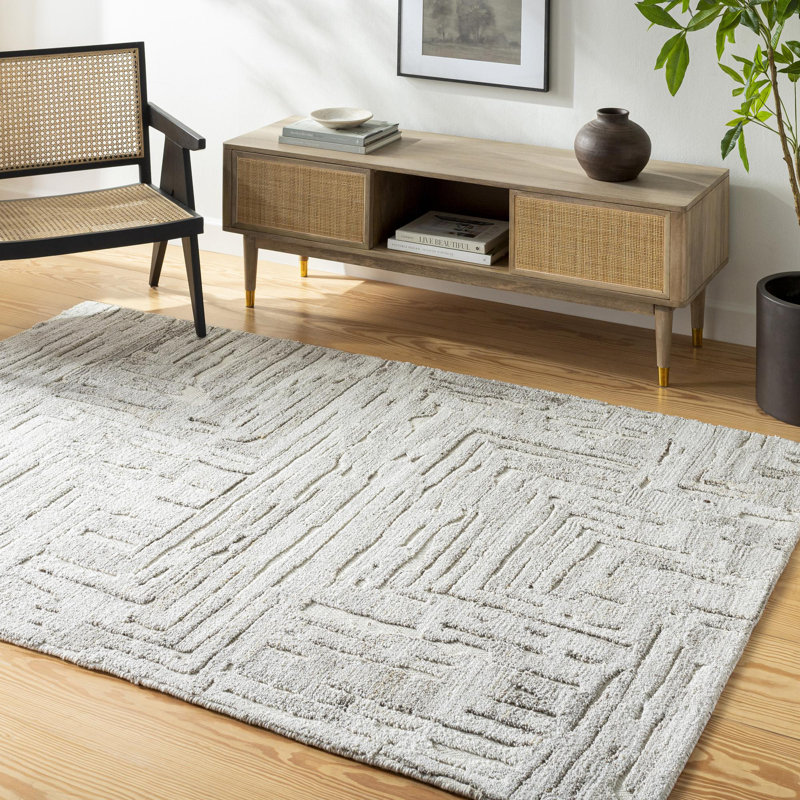 Hand Tufted Abstract Area Rug, Rectangle 2' x 3'