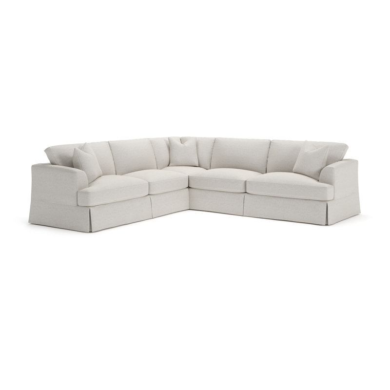 Lucia 4-Piece Slipcovered Sectional, Right Hand Facing, Macarena Light Gray Canvas
