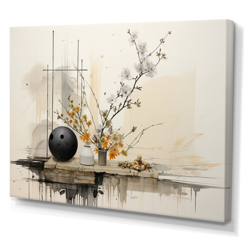 Art asiatique, oiseau Sumi Serenity XV - impression, H 34 po x l 44 po x P 1,5 po, Toile tendue