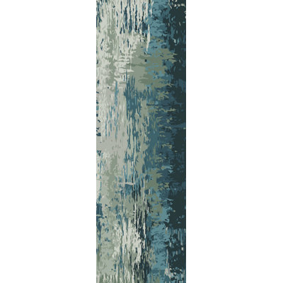 Tapis bleu sarcelle / beige Ratcliff