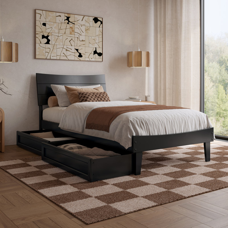 Lit plateforme avec tiroirs de rangement Phoenix, Black, Twin XL