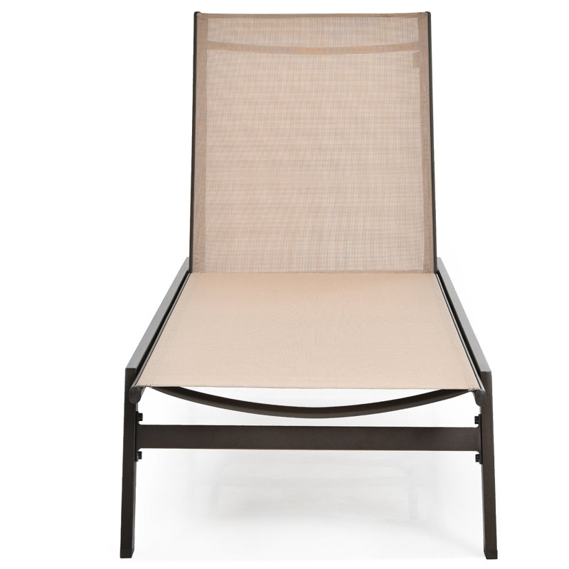 Heroux Outdoor Metal Chaise Lounge, Beige