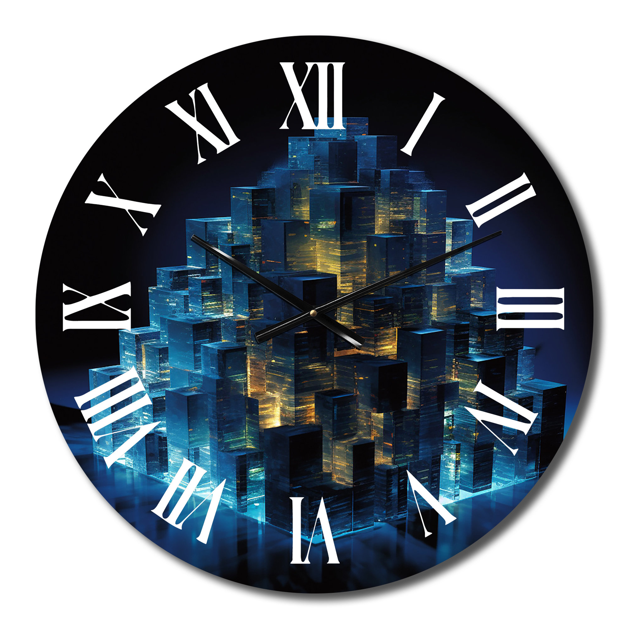 Design Art 3D Cityscape Future Architecture Turquoise III Wall Clock ...