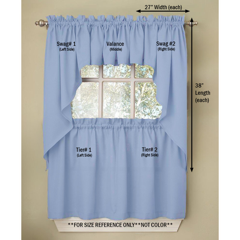 Ennis Swag Kitchen Curtain Set of 2, Light Blue