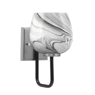 Applique murale 1 lumière Amarmula, finition noir mat et graphite, verre tourbillon onyx 6 po