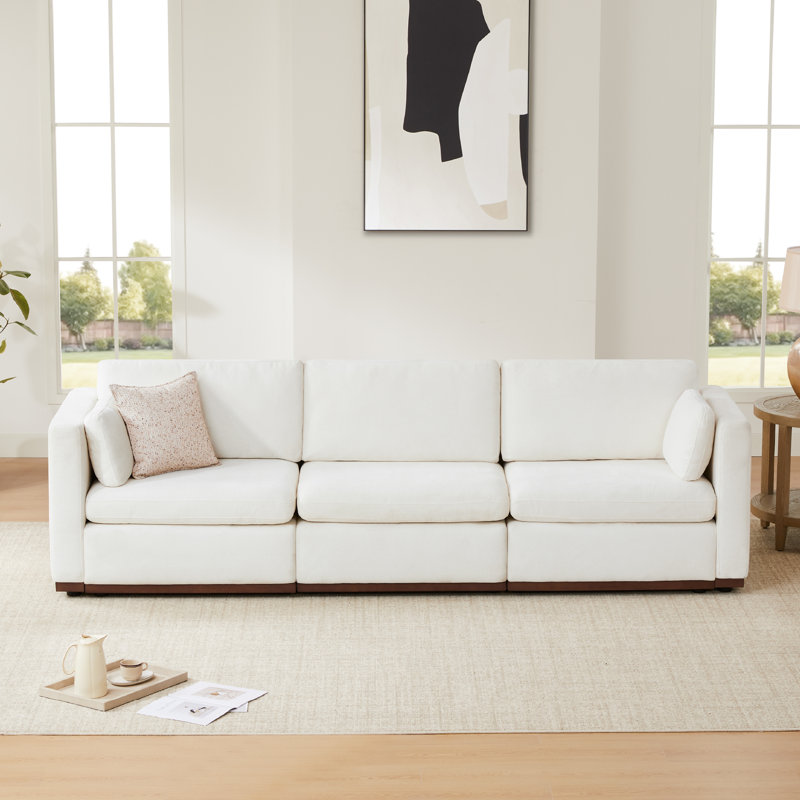 Sayette 3-Piece 112" Upholstered Modular Sofa, Cream White