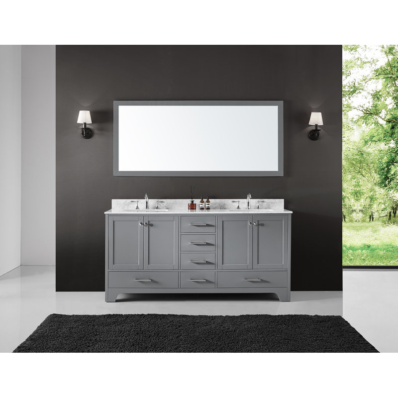 Ensemble de meuble-lavabo double 72 po Cassel, Gris taupe