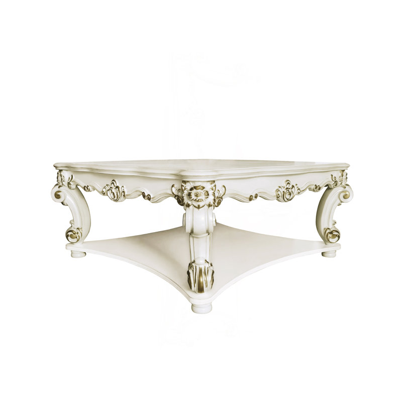Table basse carrée à finition perle antique