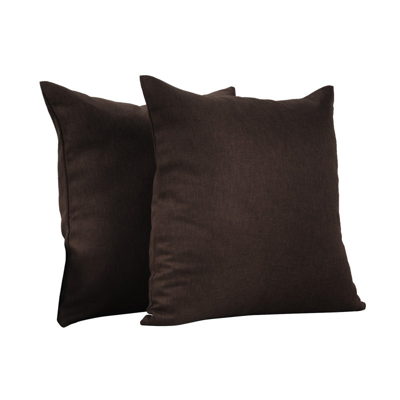 Housses de coussin rectangulaires en lin uni, Brun