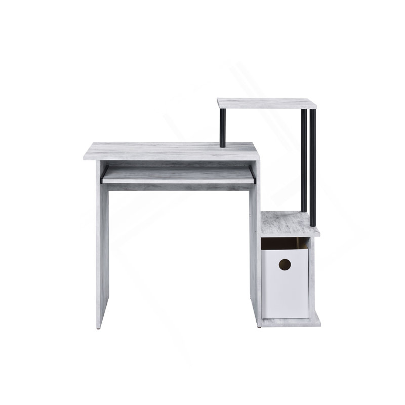 Bureau d'ordinateur Lyphre, Blanc antique / noir