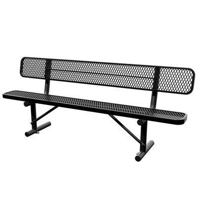 Heavy Duty Outdoor Metal Park Bench, Garden Bench, Thermoplastic-Coated Commercial Bench, Weatherproof Outdoor Bench with Backrest