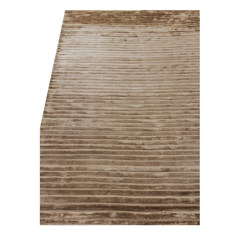 High Low Striped Area Rug in Khaki, Rectangle 12' x 15'