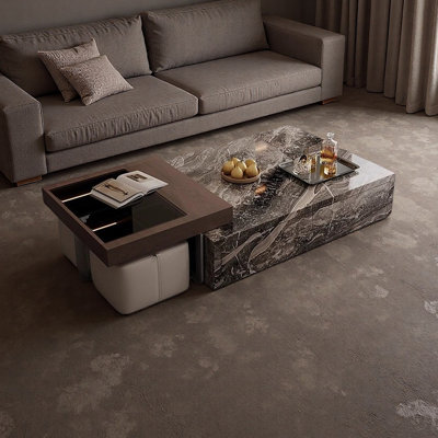Ensemble de tables basses avec 2 tabourets en ardoise