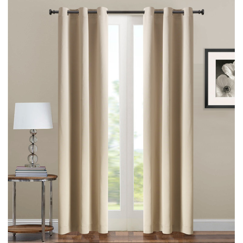  Panneau de rideau simple 1 pièce uni avec œillets, Pierre, L 38 po x L 84 po