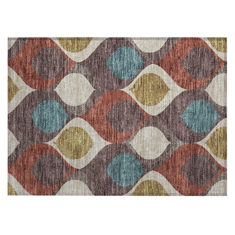 Washable Geometric Indoor / Outdoor Rug