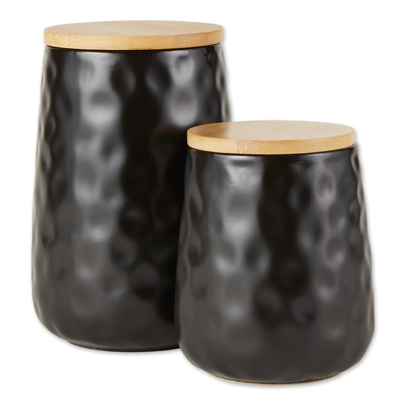 Ceramic / Porcelain Canister - Set of 2, Black 