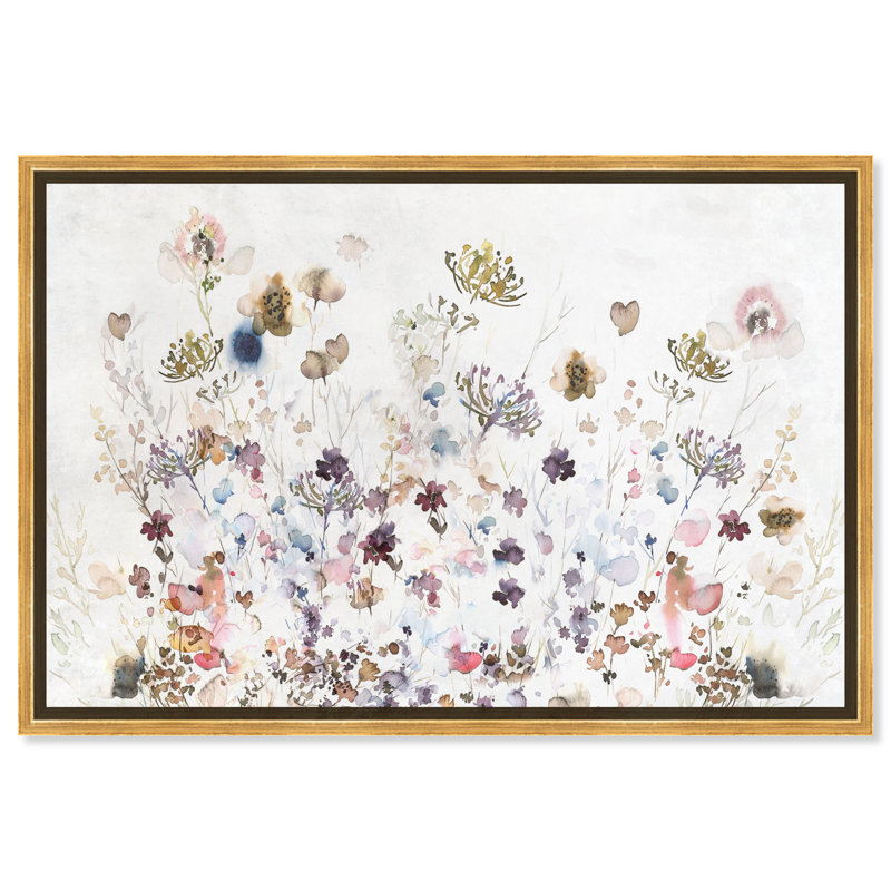 Terres sauvages des prés - Peinture sur toile, Cadre doré, H 11,5 po x l 16,5 po