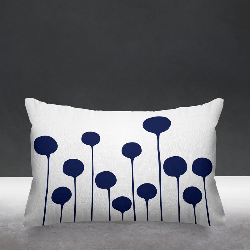 Whitfield Floral Abstract Indoor/Outdoor Throw Pillow, Navy Blue