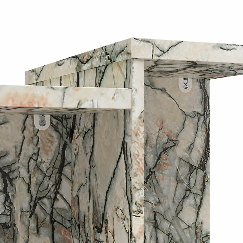 Brielle 24'' Tall Abstract End Table, Onyx Faux Marble