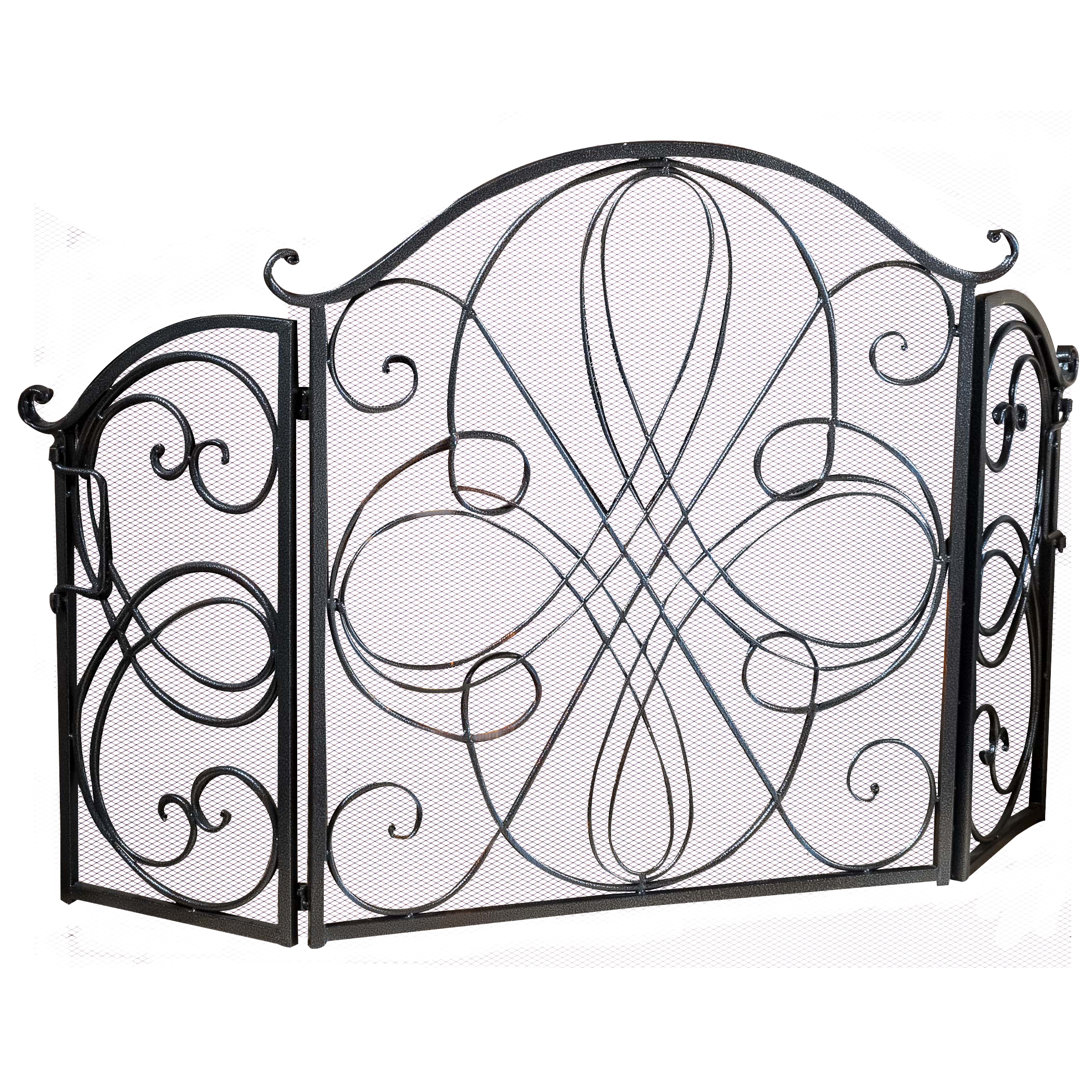 Alta 3 Panel Iron Fireplace Screen Fleur De Lis Living