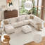 Canapé modulaire en L 9 places avec repose-pieds avec rangement, beige