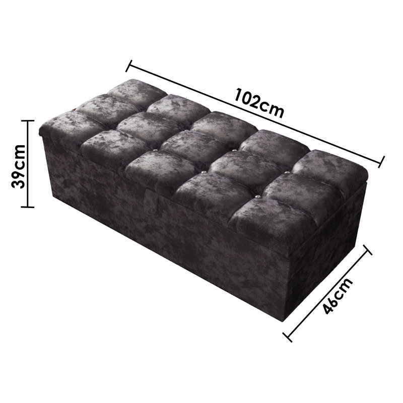 Ontario 102cm Wide Rectangle Geometric Standard Ottoman with Storage, Amethyst