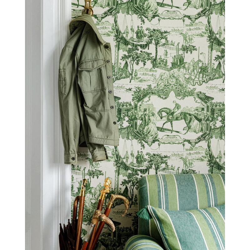 The Derby Wallpaper, Green/Taupe