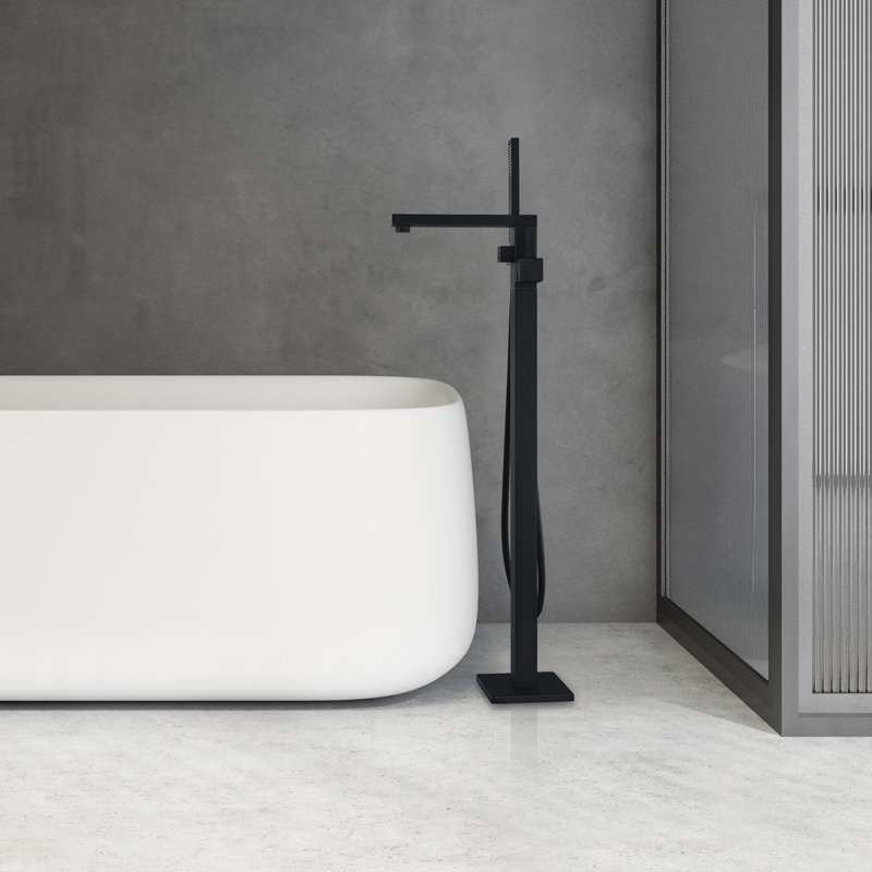 Campia Floor Tub Filler with Diverter, Matte Black