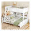 Lit simple superposé au-dessus de grand lit simple avec armoires de rangement et ports USB, blanc antique-175922998-175922996