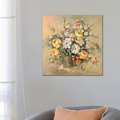 Bouqette Classico I by Katharina Schöttler - Wrapped Canvas Square Painting