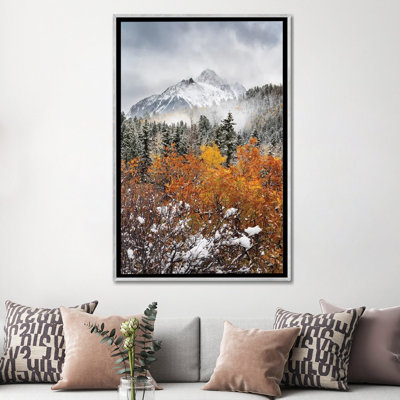 Mont Sneffels, automne, tempête de neige - Montagnes de San Juan, Colorado, enneigées, paysage, reproduction d'art mural, toile encadrée
