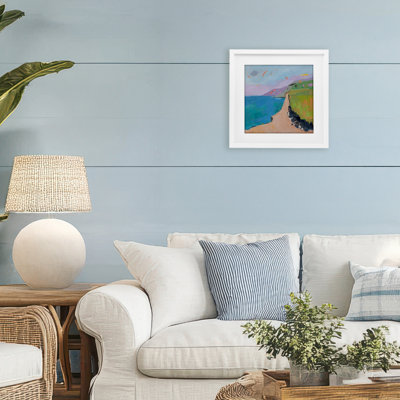 Kites over Coastal View Framed Print Under Glass, design by Jenny Wantuch