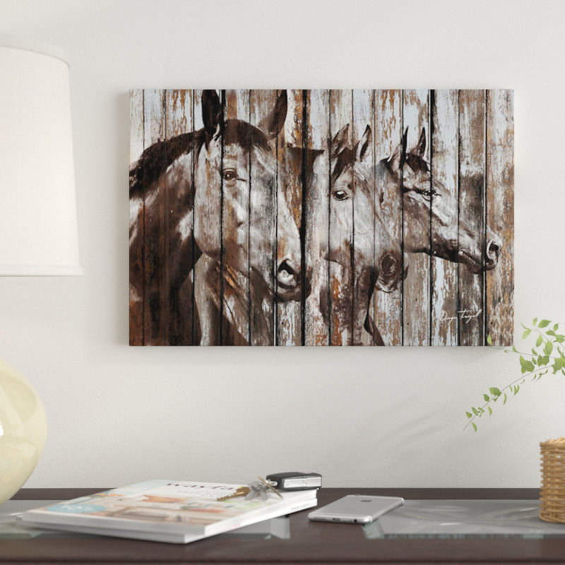 « trois chevaux » par diego tirigall, impression sur toile, H 8 po x l 12 po x P 0,75 po, Toile tendue, Aucun mat