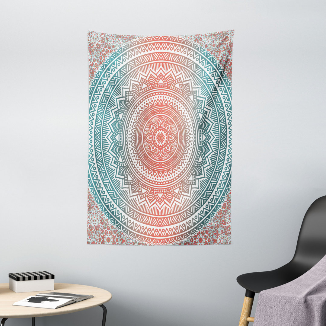 Ombre Mandala Art Antique Folk Pattern Cosmos Image Wandteppich