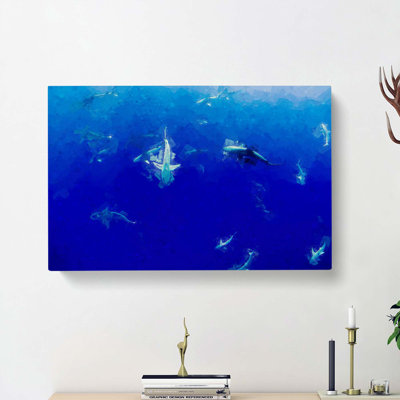Oahu Sharks In Abstract - Wrapped Canvas