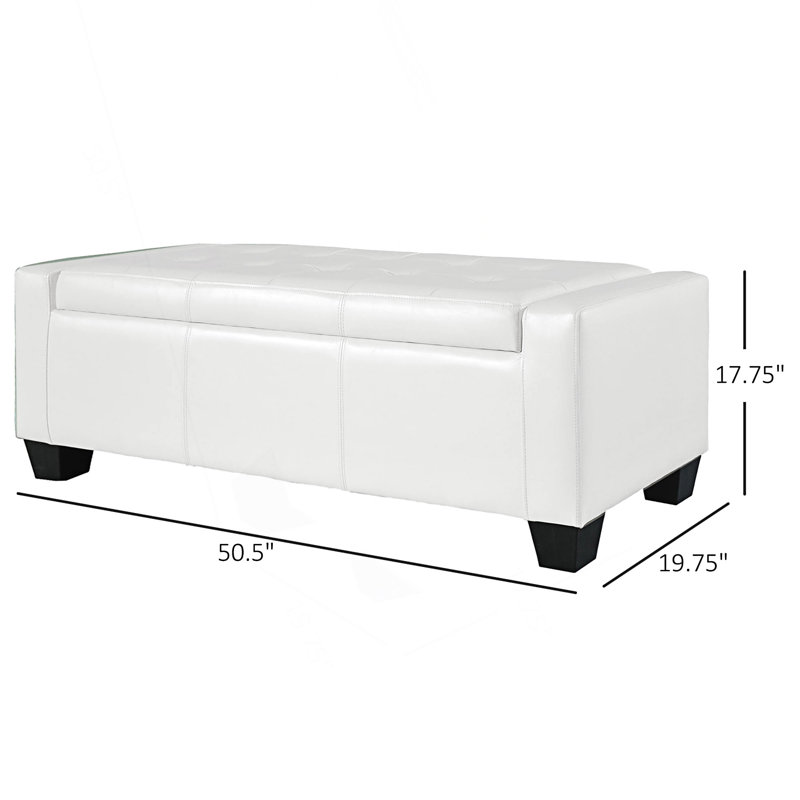 Faux Leather Rectangular Tufted Storage Bench