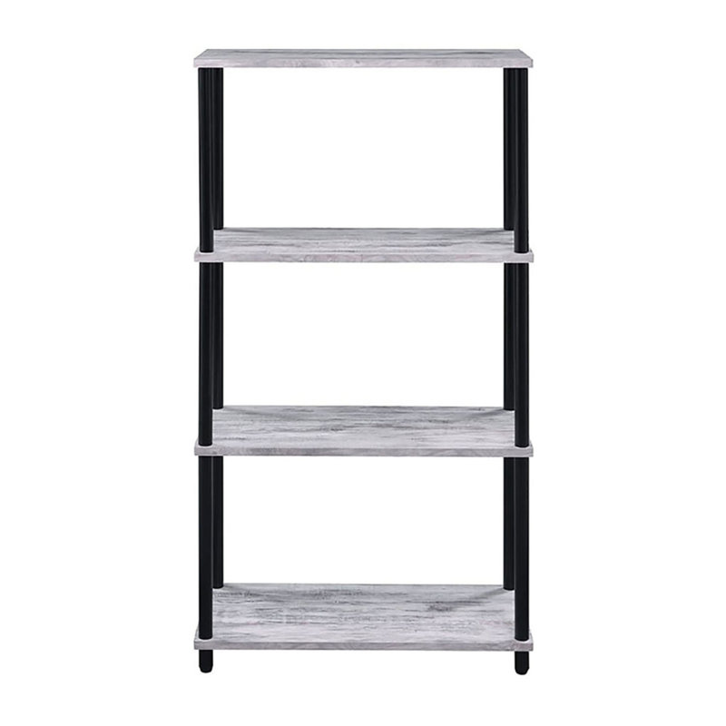 Bibliothèque antique blanche et noire avec 4 tablettes, Blanc