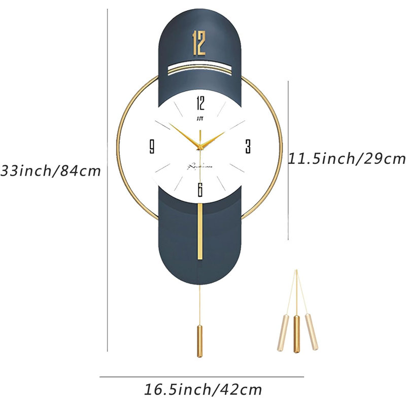 Large Silent Non-Ticking Metal Wall Clock For Home Decor - Battery Operated
