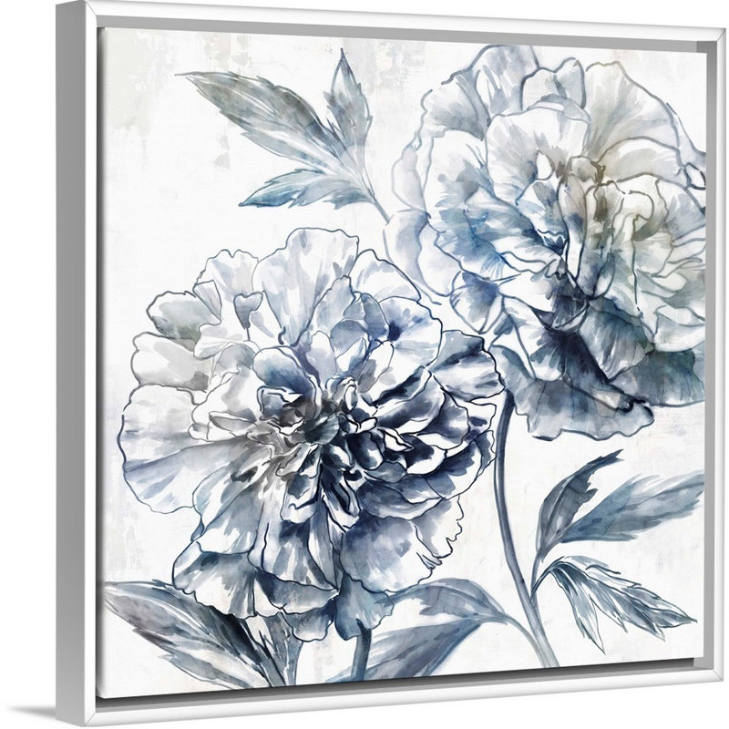 Pivoine japonaise I par Isabelle Z - reproduction d'art, Toile blanche encadrée, H 26 po x l 26 po x P 1,75 po