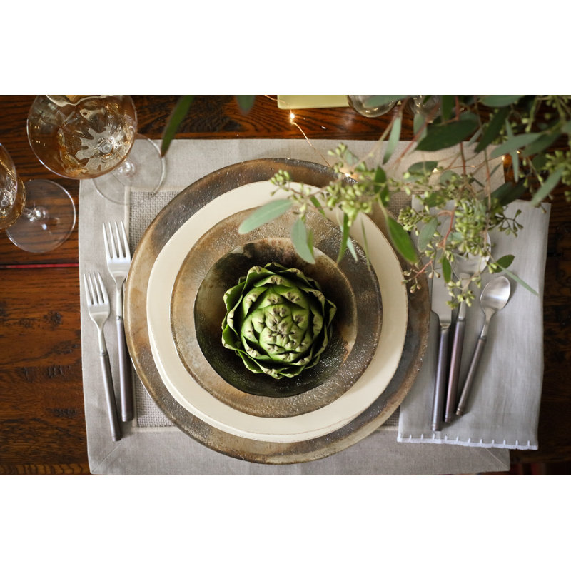 Lastra Handmade Italian Stoneware Dinner Plate, Linen