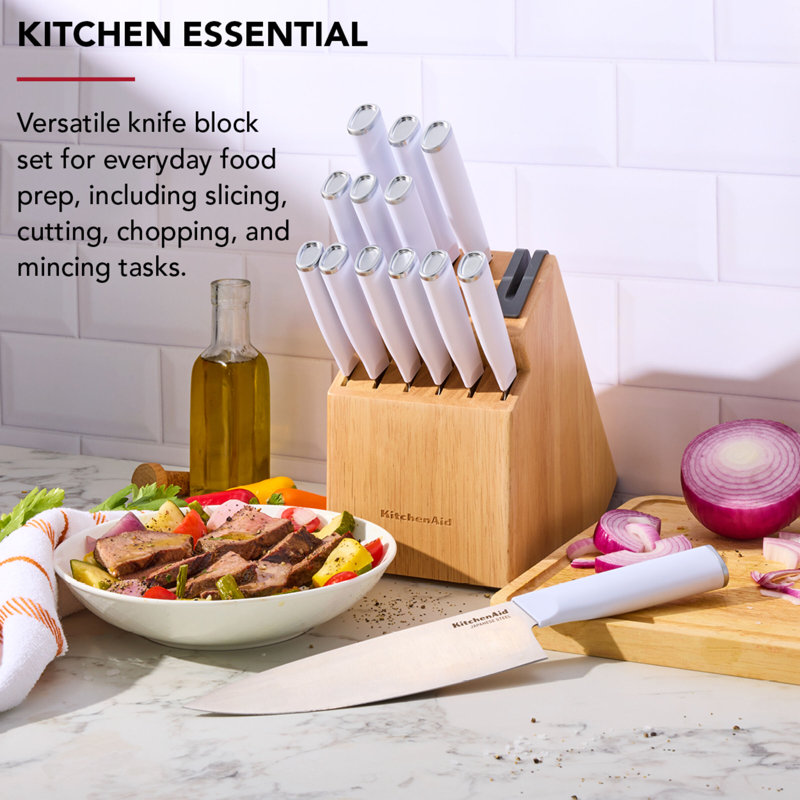 KitchenAid Classic 14 Piece Natural Step Block Cutlery Set