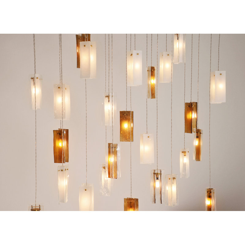 25 - Light Cluster Globe Pendant, White/Clear/Amber, 19