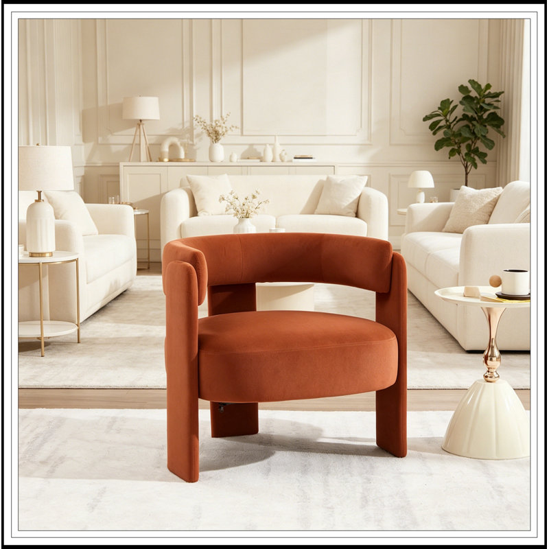 Chaise d'appoint avec pieds en bois robustes, Orange