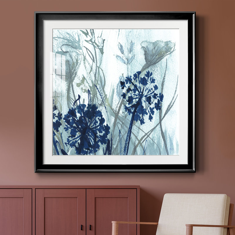 Indigo Field II - peinture encadrée, H 30,5 po x l 30,5 po x P 1,5 po, Toile avec cadre noir
