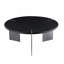 Round Coffee Table Black Oak Wood Surface And Black Metel Feet
