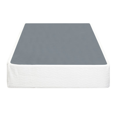 Twin Mattress Foundation: Black Metal Construction & Textured Fabric Cover, 8.5In High, 12 Slat Support, Easy Assembly, 350Lb Weight Capacity, Bedroom Central Part Fabric, Height, 12 Ideal For