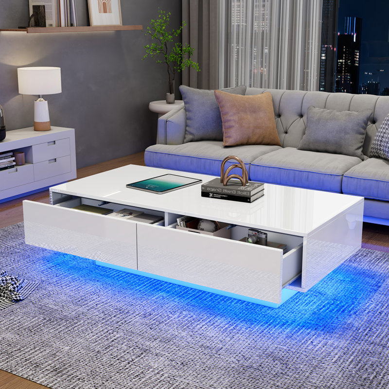 Daveion Solid Coffee Table with Storage, White
