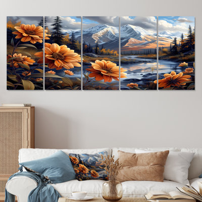 Alaska Denali National Park Flower Mountain River - Alaska Wall Art Set