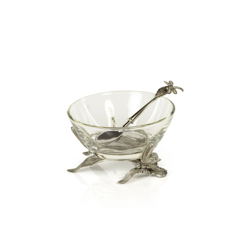 Étain sur tige et bol en verre